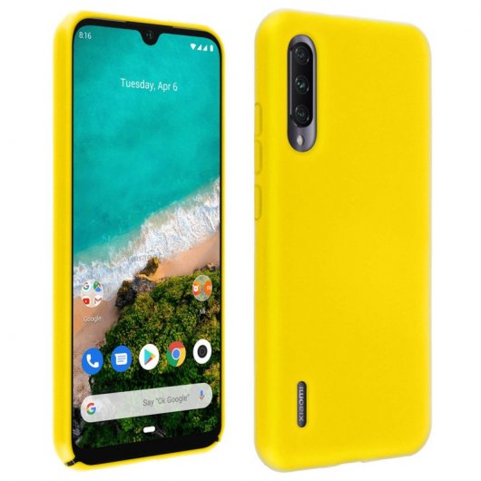 Avizar Funda de Silicona Semirrígida Mate Suave Amarilla para Xiaomi Mi A3
