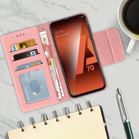 Avizar Funda Monedero Extraíble Rosa para Samsung Galaxy A70