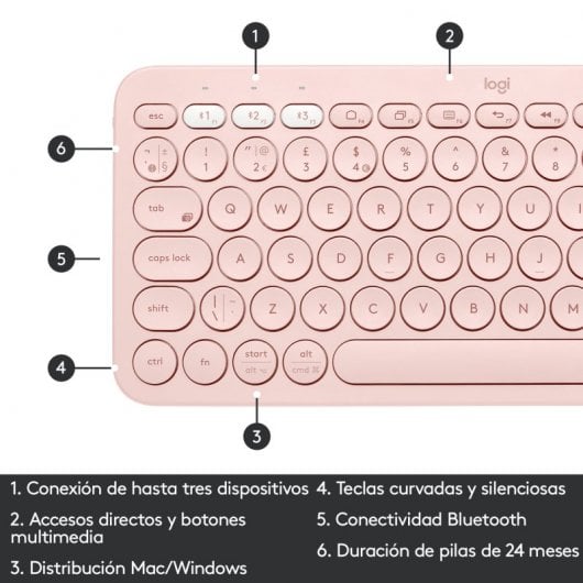 Tastiera Bluetooth multidispositivo Logitech K380 Rosa