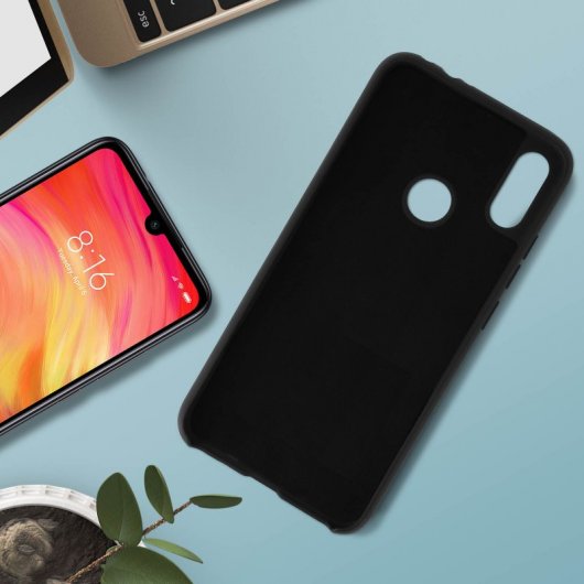 Avizar Funda de Silicona Semirrígida Mate Suave Negra para Xiaomi Note 7