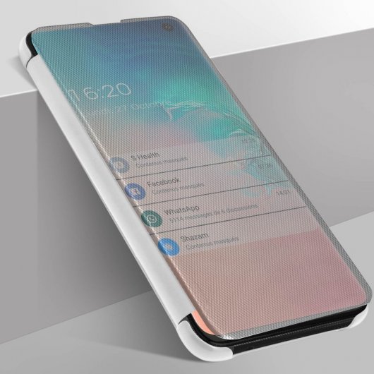 Avizar Funda Translúcida con Acabado Surcado Plateada para Samsung Galaxy S10e