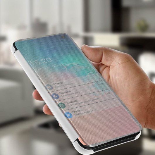 Avizar Funda Translúcida con Acabado Surcado Plateada para Samsung Galaxy S10e