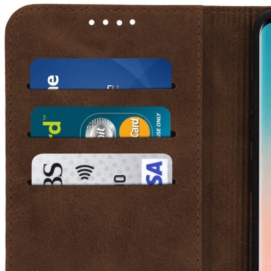 Avizar Funda Cartera con Función Soporte Marrón Oscuro para Samsung Galaxy S10 Plus