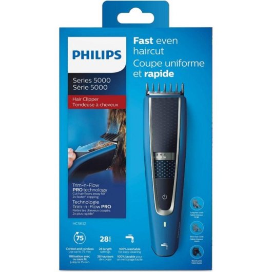 Cortapelos Philips HC5612/15 Series 5000 DualCut 28 longitudes 75min Batería Lavable