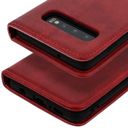 Avizar Funda Cartera con Función Soporte Roja para Samsung Galaxy S10