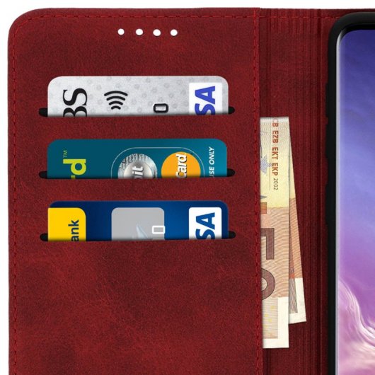 Avizar Funda Cartera con Función Soporte Roja para Samsung Galaxy S10