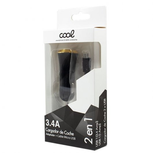 Cool Cargador Coche Micro-Usb Universal 3.4A Negro