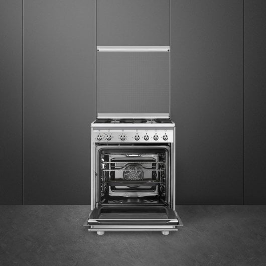 Smeg CX68M8-1 Cocina Gas 4 Zonas + Horno Eléctrico Acero Inoxidable