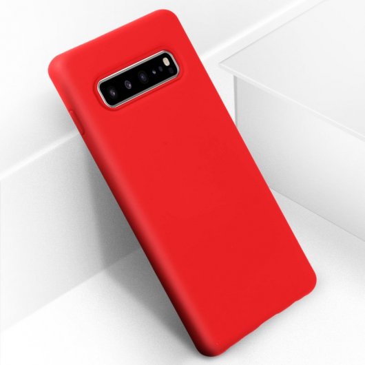 Avizar Funda de Silicona Semirrígida Roja Mate para Samsung Galaxy S10 Plus