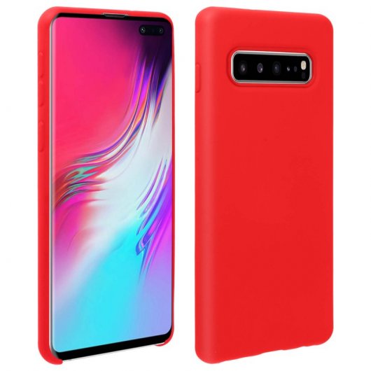 Avizar Funda de Silicona Semirrígida Roja Mate para Samsung Galaxy S10 Plus
