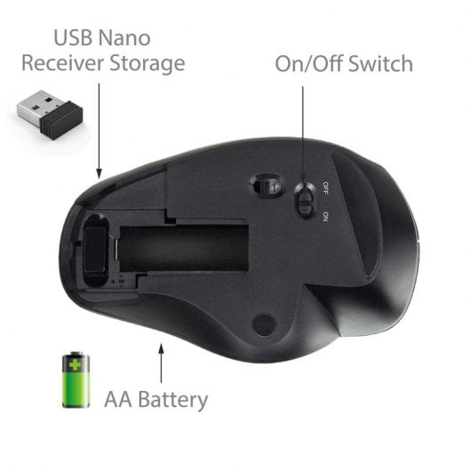 Ewent EW3151 Rato Ergonómico Sem Fios com Deslocamento para Polegar 1600DPI