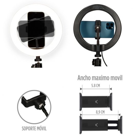 Ksix Kit Studio Live LED-Ring mit Stativ für Smartphone