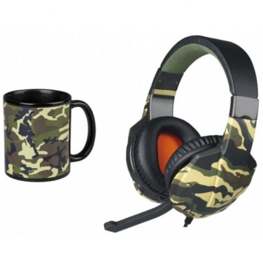 Indeca Kit Auriculares Gaming Multiplataforma + Taza Warfare