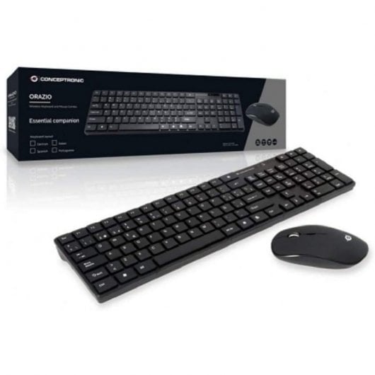 Pacchetto tastiera e mouse wireless Conceptronic Orazio nero