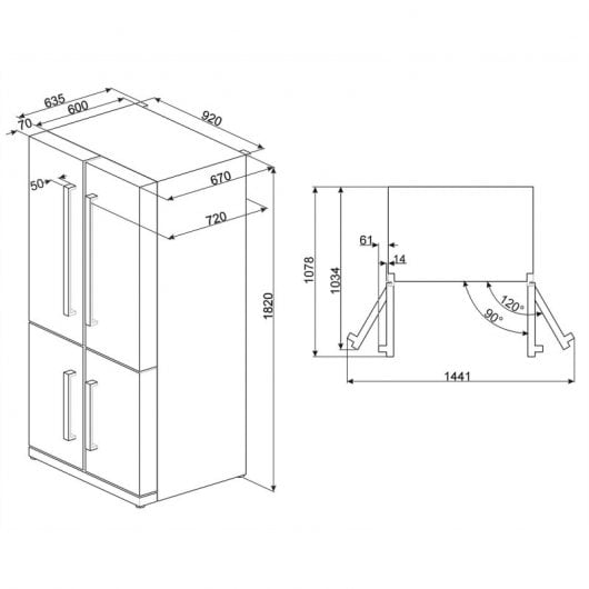 Smeg FQ60NPE Frigorífico Americano 4 Puertas A+ Negro