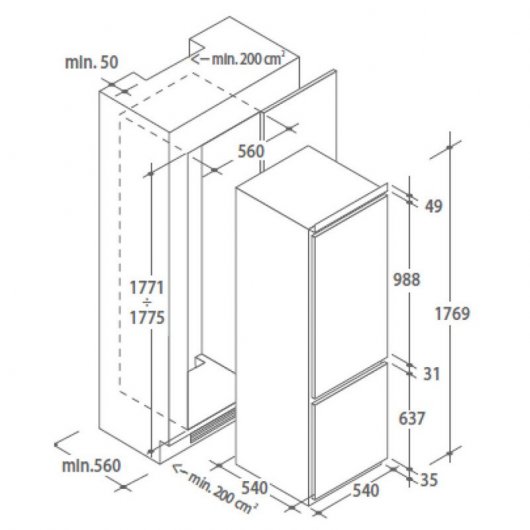 Candy CKBBF 172 Frigorífico Combi Integrable No Frost A+