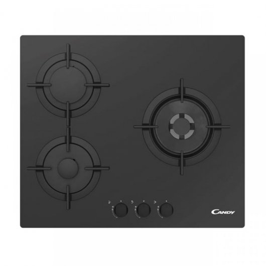 Candy CVG 63 SWPN Encimera de Gas 3 Zonas Cristal Negro