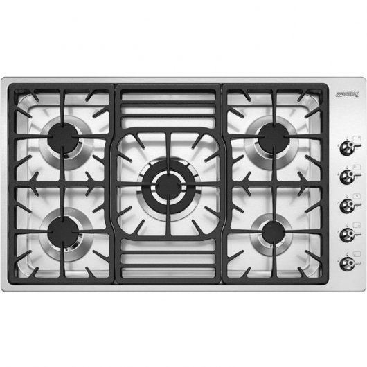 Smeg PGF95-4 Placa de Gas 5 Zonas 90cm Inox