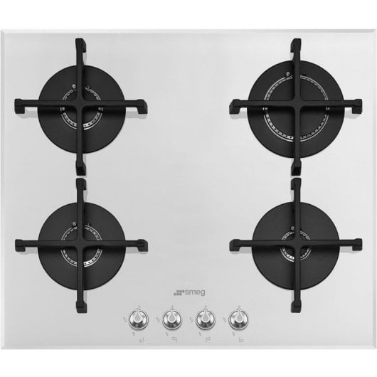 Smeg PV164B2 Placa de Gas 4 Zonas 60cm Cristal Blanco
