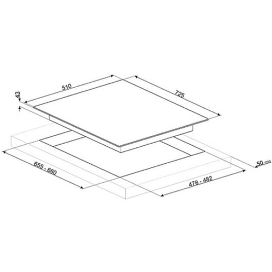 Smeg PX175 Placa de Gas 5 Zonas 72cm Inox