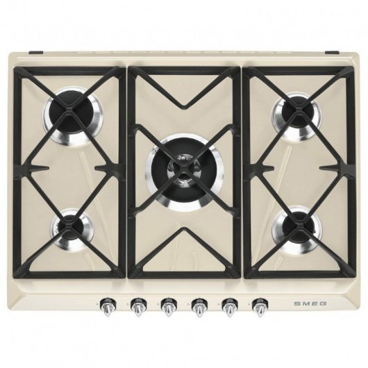 Smeg Victoria SR975PGH Placa de Gas 5 Zonas 70cm Crema