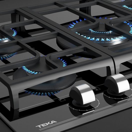 Teka GZC 75330 Placa de Gas Butano 4 Zonas 70cm Cristal Negro