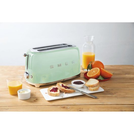 Vintage broodrooster Smeg TSF02PGEU 2 lange sleuven 1500 W 6 bruiningsstanden Watergroen