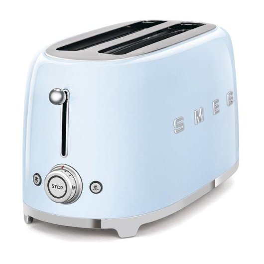 Vintage broodrooster Smeg TSF02PBEU 4 sneetjes, 2 lange sleuven, 1500 W, 6 bruiningsstanden, blauw