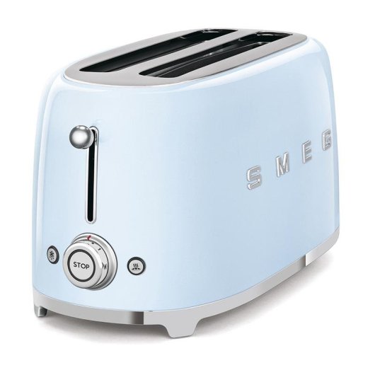 Vintage broodrooster Smeg TSF02PBEU 4 sneetjes, 2 lange sleuven, 1500 W, 6 bruiningsstanden, blauw