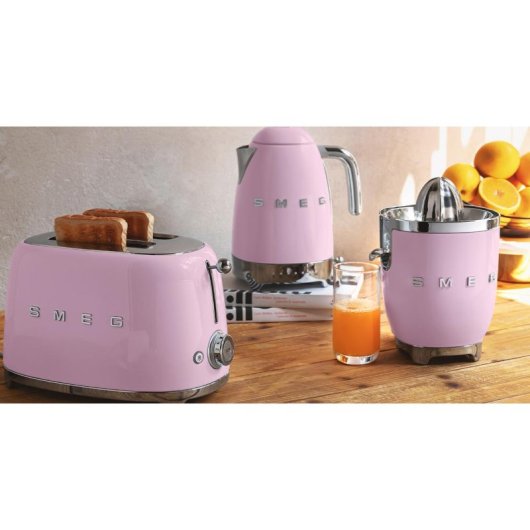 Vintage broodrooster Smeg TSF01PKEU 2 Sleuven 950W 6 Bruiningsstanden Roze