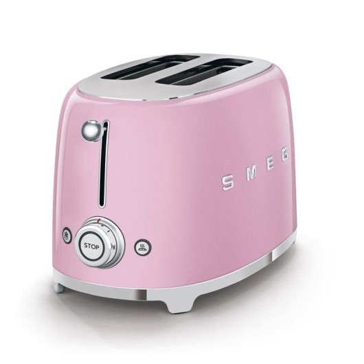 Vintage broodrooster Smeg TSF01PKEU 2 Sleuven 950W 6 Bruiningsstanden Roze