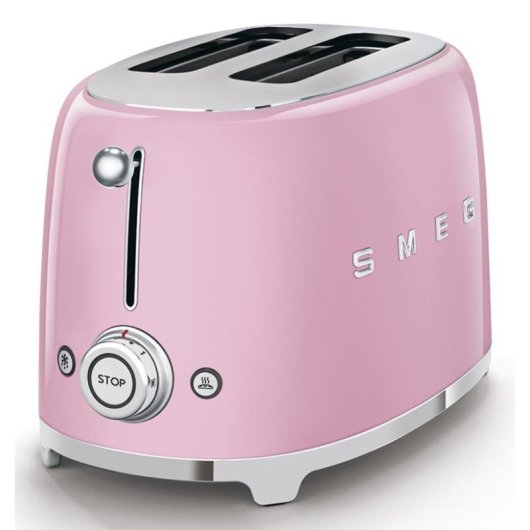 Vintage broodrooster Smeg TSF01PKEU 2 Sleuven 950W 6 Bruiningsstanden Roze