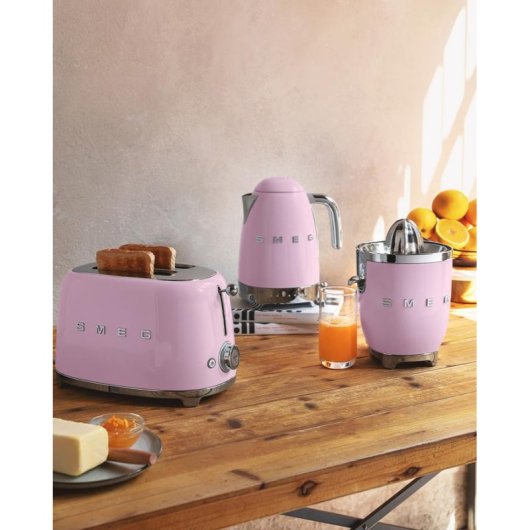Vintage broodrooster Smeg TSF01PKEU 2 Sleuven 950W 6 Bruiningsstanden Roze
