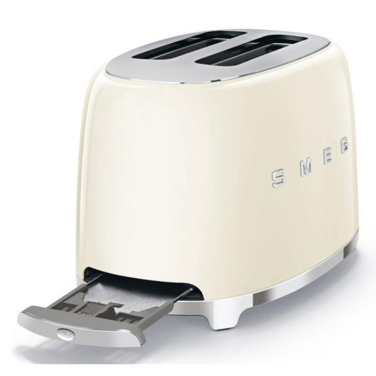 Grille-pain vintage Smeg TSF01CREU 2 fentes 950 W 6 niveaux Décongélation Réchauffage Crème