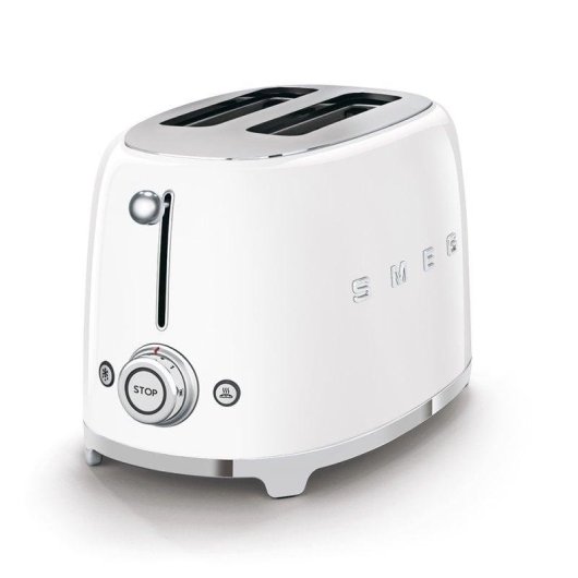 Torradeira vintage Smeg TSF01WHEU 2 ranhuras 950 W 6 niveis reaquecimento descongelacao branca