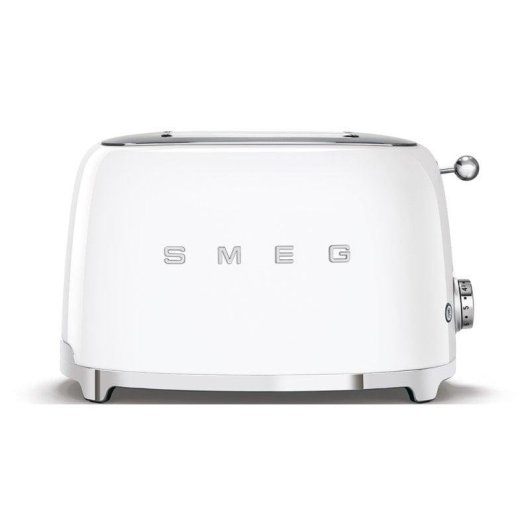 Torradeira vintage Smeg TSF01WHEU 2 ranhuras 950 W 6 niveis reaquecimento descongelacao branca