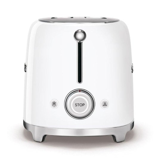 Torradeira vintage Smeg TSF01WHEU 2 ranhuras 950 W 6 niveis reaquecimento descongelacao branca