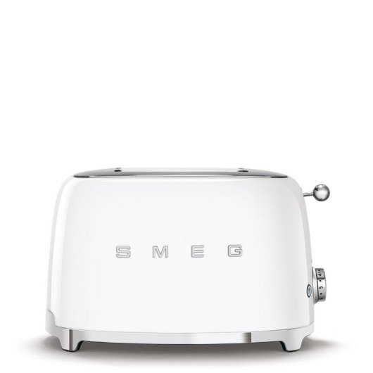 Torradeira vintage Smeg TSF01WHEU 2 ranhuras 950 W 6 niveis reaquecimento descongelacao branca