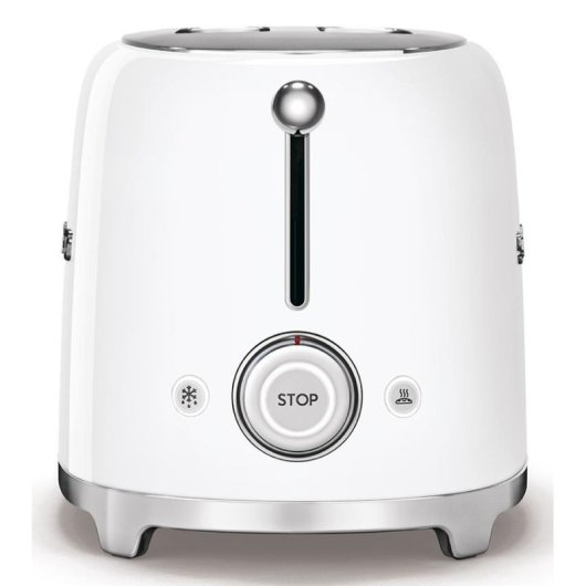 Torradeira vintage Smeg TSF01WHEU 2 ranhuras 950 W 6 niveis reaquecimento descongelacao branca