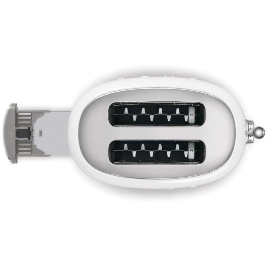 Torradeira vintage Smeg TSF01WHEU 2 ranhuras 950 W 6 niveis reaquecimento descongelacao branca