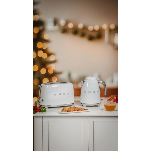 Torradeira vintage Smeg TSF01WHEU 2 ranhuras 950 W 6 niveis reaquecimento descongelacao branca