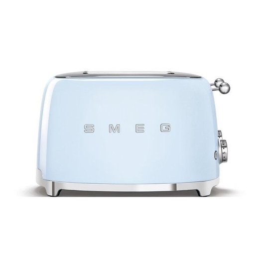 Vintage broodrooster Smeg TSF03PBEU 4 Sleuven 2000W 6 Bruiningsstanden Ontdooien Blauw