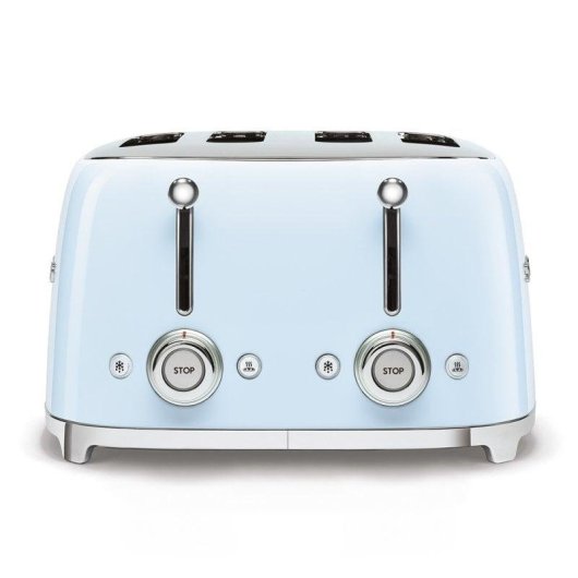 Vintage broodrooster Smeg TSF03PBEU 4 Sleuven 2000W 6 Bruiningsstanden Ontdooien Blauw