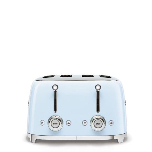 Vintage broodrooster Smeg TSF03PBEU 4 Sleuven 2000W 6 Bruiningsstanden Ontdooien Blauw
