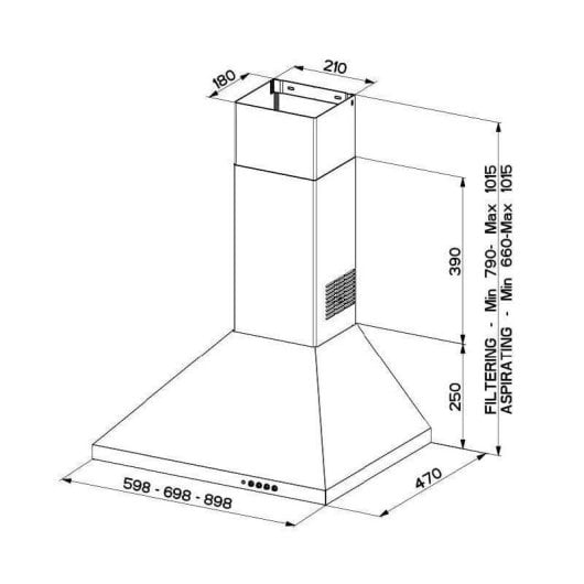 Dunstabzugshaube Mepamsa Gavia 60 Abluft 60cm Edelstahl LED Soft Touch