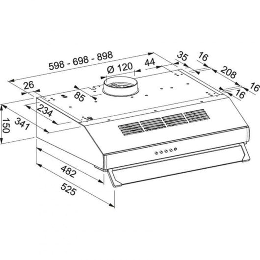 Campana extractora Mepamsa Modena 60 Aspirazione convenzionale 60cm nera LED doppio motore