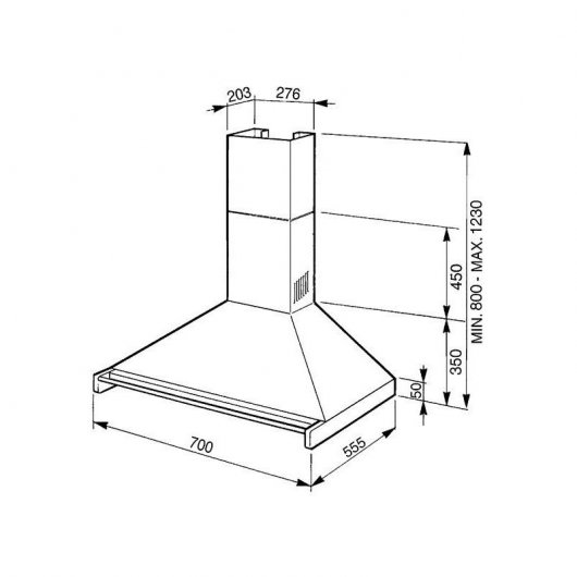 Campana extractora Smeg KD70XE Canalisation 70cm inox LED intensif