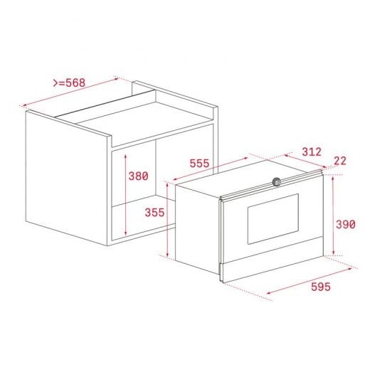 Teka ML 822 BIS L Einbau-Mikrowelle mit Grill, 22 l, 850 W, Weißglas/Edelstahl