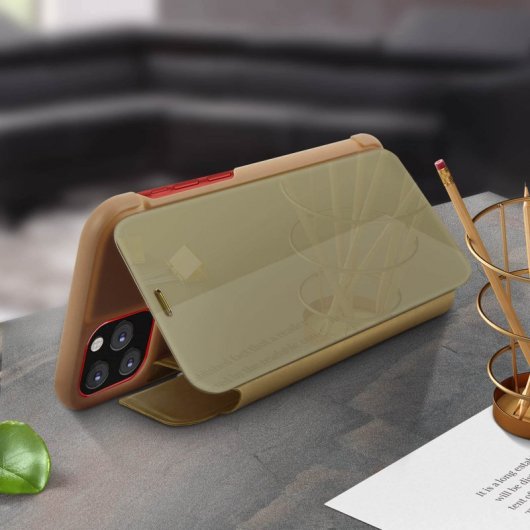 Avizar Funda Libro Translúcida Efecto Espejo Dorado para iPhone 11 Pro