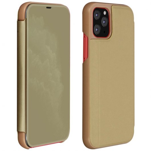 Avizar Funda Libro Translúcida Efecto Espejo Dorado para iPhone 11 Pro